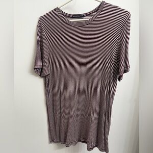 Brandy Melville Burgundy and White Striped T-shirt Dress